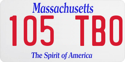 MA license plate 105TB0