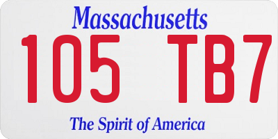 MA license plate 105TB7