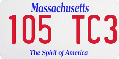MA license plate 105TC3