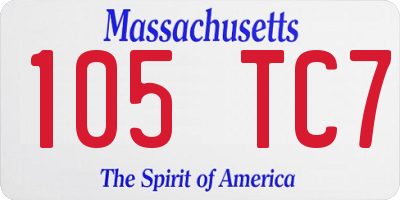 MA license plate 105TC7