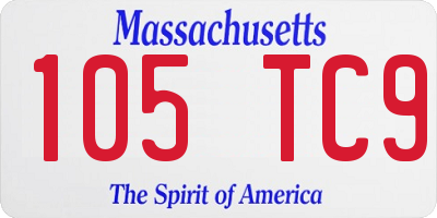 MA license plate 105TC9