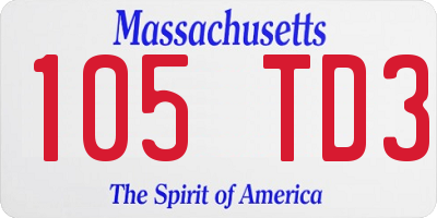 MA license plate 105TD3