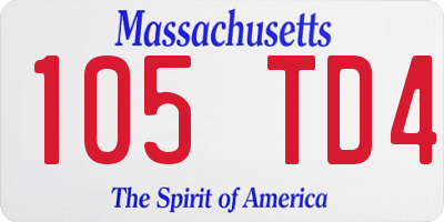 MA license plate 105TD4