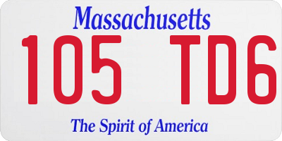 MA license plate 105TD6
