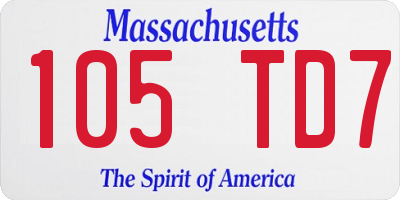 MA license plate 105TD7