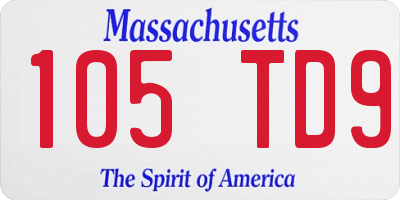 MA license plate 105TD9
