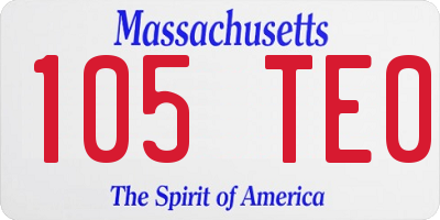 MA license plate 105TE0