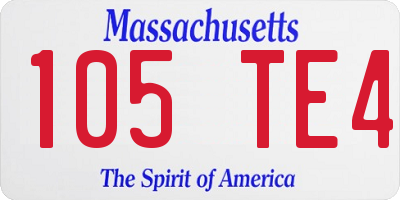 MA license plate 105TE4