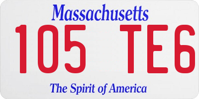 MA license plate 105TE6