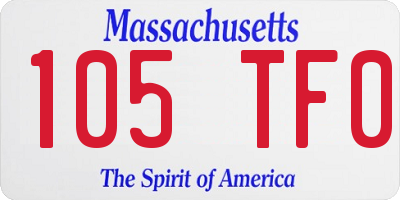 MA license plate 105TF0