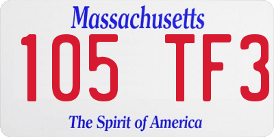 MA license plate 105TF3
