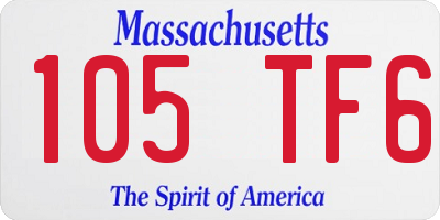 MA license plate 105TF6