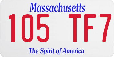 MA license plate 105TF7