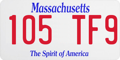 MA license plate 105TF9