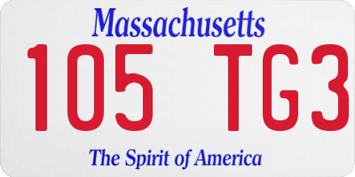 MA license plate 105TG3