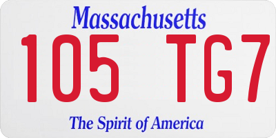 MA license plate 105TG7