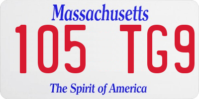 MA license plate 105TG9