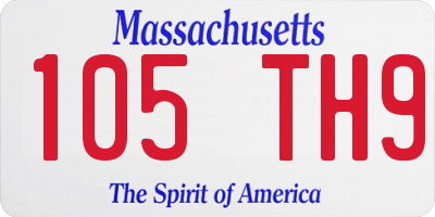 MA license plate 105TH9