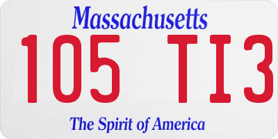 MA license plate 105TI3
