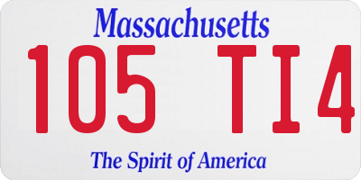 MA license plate 105TI4