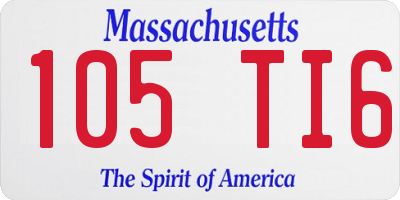 MA license plate 105TI6