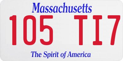 MA license plate 105TI7