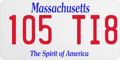 MA license plate 105TI8