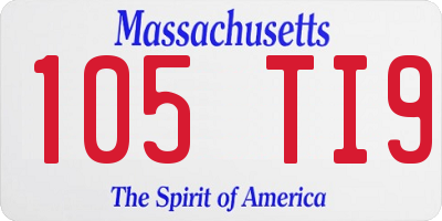 MA license plate 105TI9