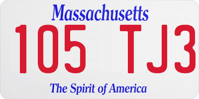 MA license plate 105TJ3