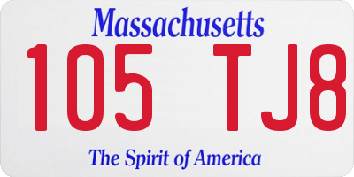 MA license plate 105TJ8