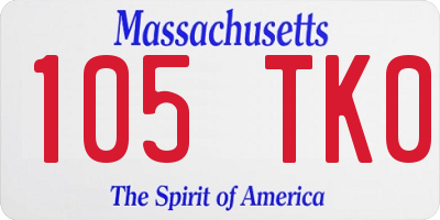 MA license plate 105TK0
