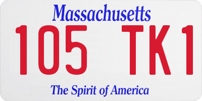 MA license plate 105TK1