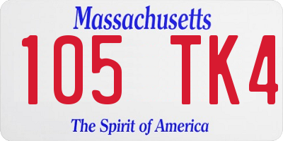 MA license plate 105TK4