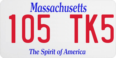 MA license plate 105TK5