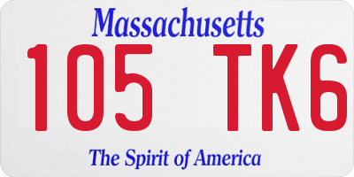 MA license plate 105TK6
