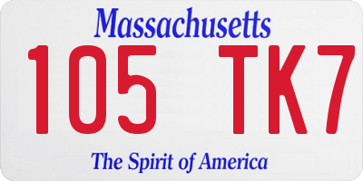 MA license plate 105TK7