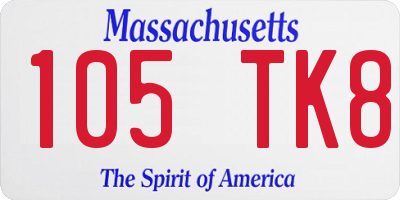 MA license plate 105TK8