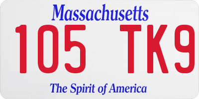 MA license plate 105TK9