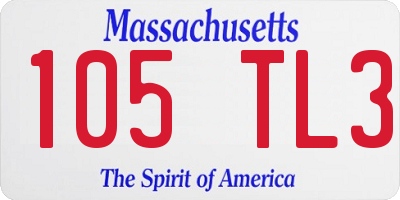 MA license plate 105TL3