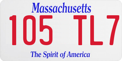 MA license plate 105TL7