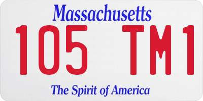 MA license plate 105TM1