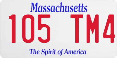 MA license plate 105TM4