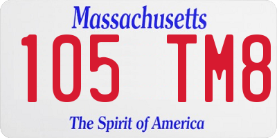 MA license plate 105TM8