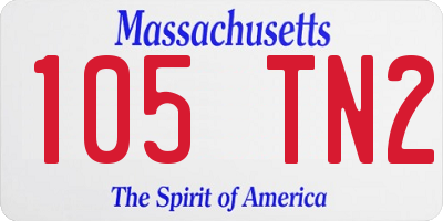 MA license plate 105TN2