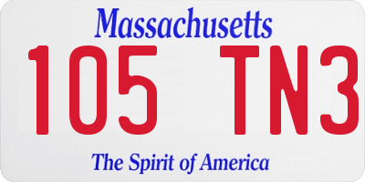 MA license plate 105TN3