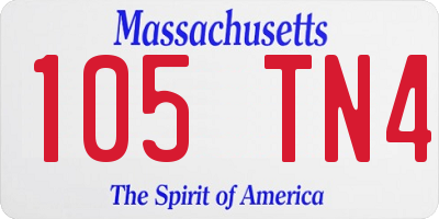 MA license plate 105TN4