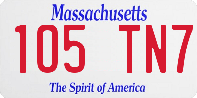 MA license plate 105TN7