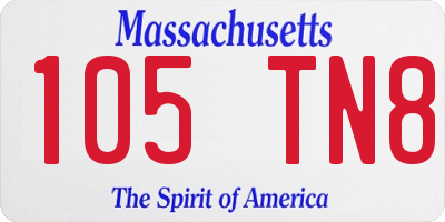 MA license plate 105TN8