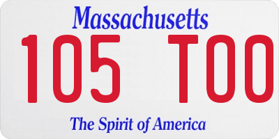 MA license plate 105TO0