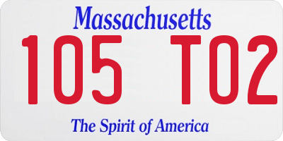 MA license plate 105TO2